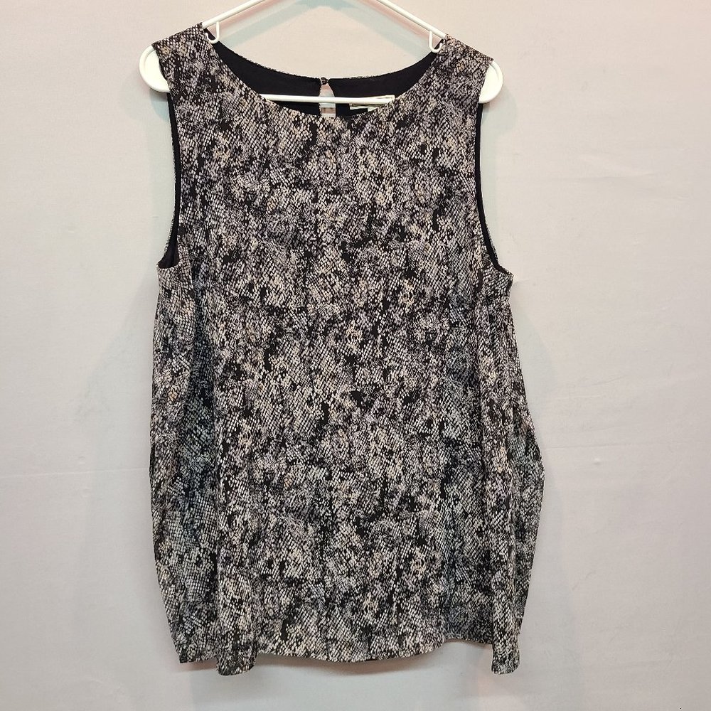 Dana Buchman Sleeveless Blouse Tank Womens Large Silver Snake Reptile Snakeskin
